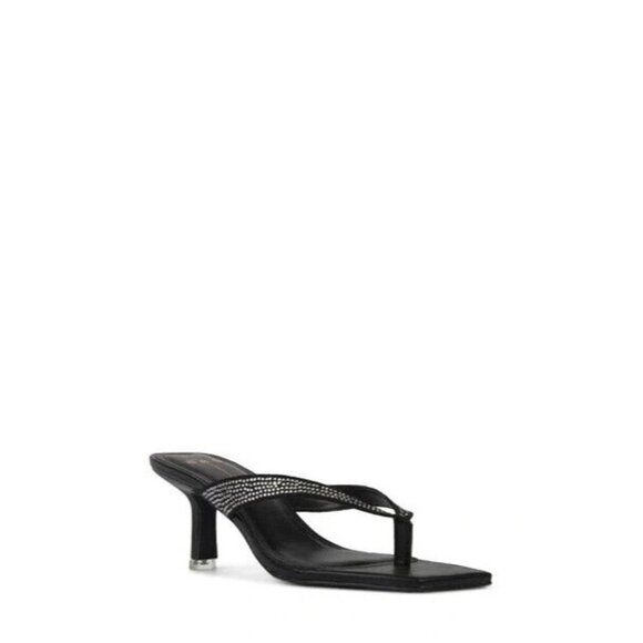BLACK Suede Studio "Estelle" Sandals BNWOT Heels Women New Crytstals - Picture 9 of 9